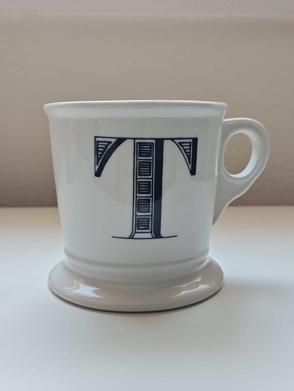 Anthropologie Monogram 'T' White Ceramic Coffee Mug